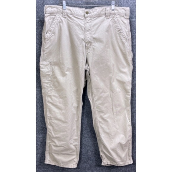 Carhartt Carpenter Pants Work Utility‎ Khaki Casual Beige Trousers 38x30 - Picture 1 of 6